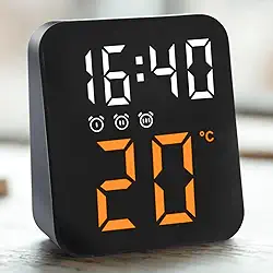 Relógio Digital - Ideal para Mesa e Parede - Display de Led com Luz Noturna, Exibe Temperatura, Função de Despertador, Carregável via USB ou Pilha