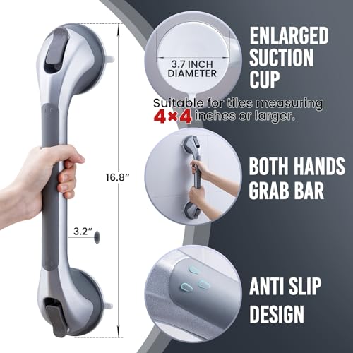image for TAILI Shower Grab Bar 2 Pack 16 Inch Suction Grab Bars for Bathtubs & 