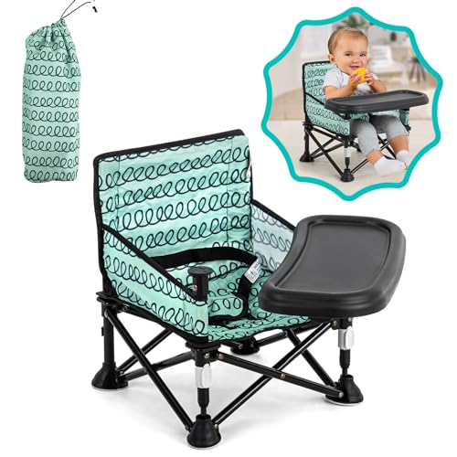 Image of Baby Beach Chair,Beach Chair for Babies Booster Seat for Kitchen Chair,Baby Camping Chair with Tray,Indoor/Outdoor Use (Green)