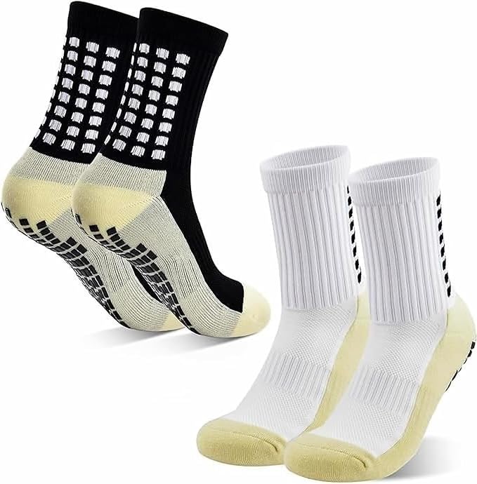 1 Pairs Athletic Non-slip Football Socks for Men Women, Anti-Slip Calf Size Cushioned, Breathable, Cotton, Grip Sports Crew Sock for Soccer, Rugby, Cricket, Yoga (Multicolor)-picture-47