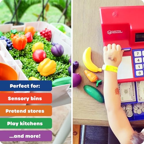 Image of Learning Resources Farmer's Market Color Sorting Set - Pretend Play Food Sets for Kids Kitchen, Color Sorting Toys, Plastic Fruit and Vegetable Toy for Kids Kitchen Set, Play Food for Toddlers 1-3