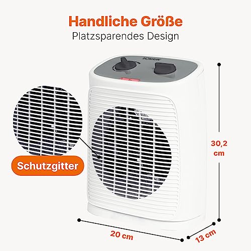 Bomann® Heizlüfter inkl. Ventilatorfunktion | elektrische Heizung mit stufenlosem regelbarem Thermostat und 2 Heizstufen | Heizstrahler oszillierend | Heizgerät für Bad, Küche, Garage | HL 6064 CB