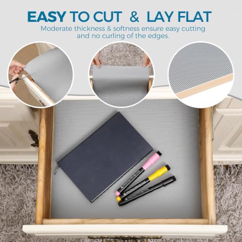 Image of ESPERO Fridge Mats, Kitchen Mat EVA Food Grade Multipurpose Washable Anti Slip Mat /Sheet for Fridge, Shelf Liners for Kitchen Shelves, Table, Kitchen Drawer mat - 300 x 45 cm (Grey)