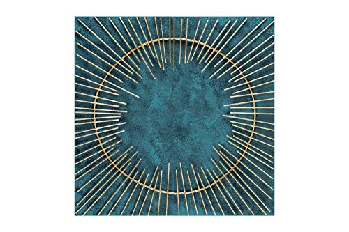 KunstLoft Extraordinaire Sculpture Murale en métal de Firmament du Ciel' 60x60x2.5cm| Décoration XXL d'art Mural | asbtrait Soleil Or Bleu | Oeuvre Moderne fabriquée à la Main