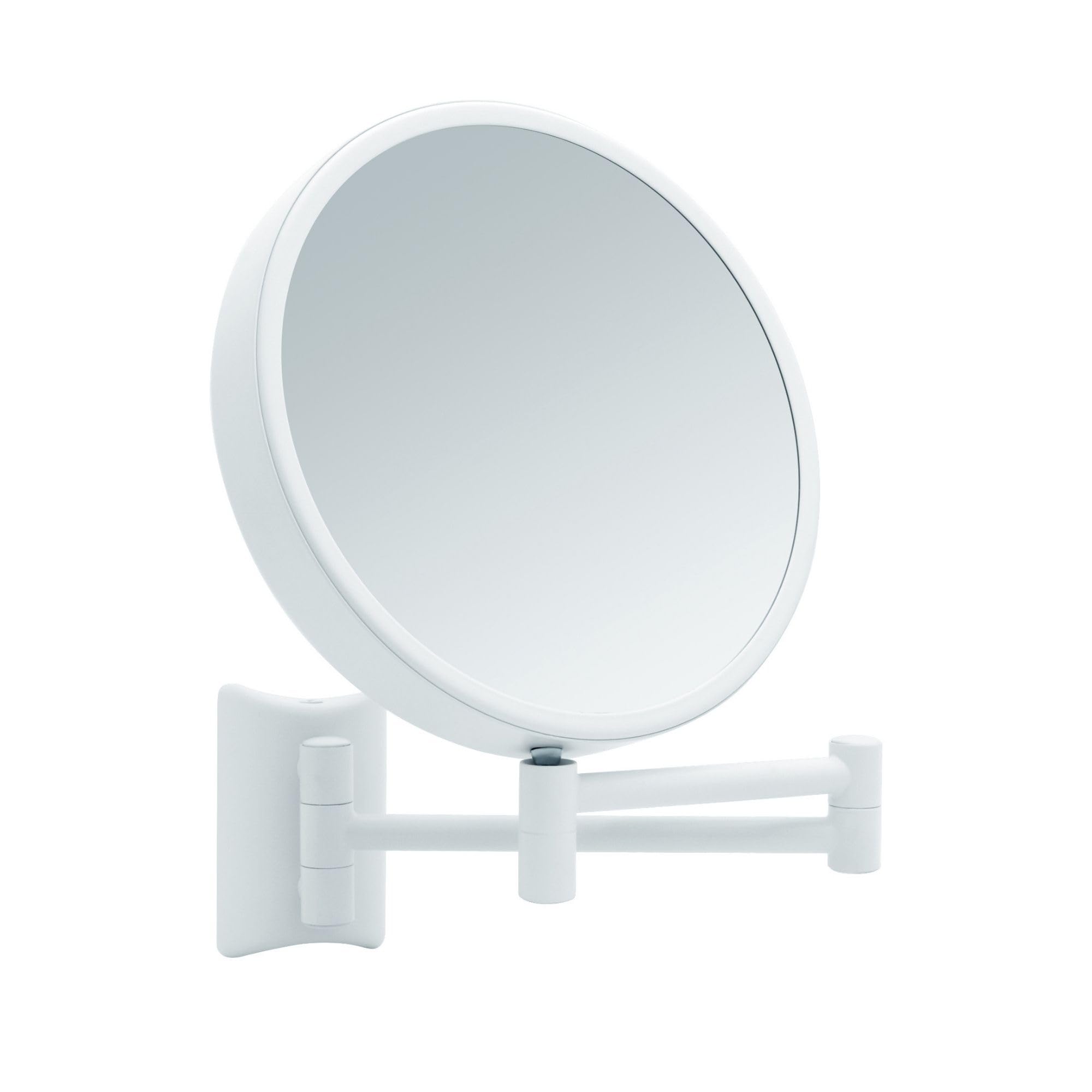 Imola Specchio Ingranditore da Parete – Specchio Trucco Girevole a 360° – Specchietto Bifacciale per Rasatura con Ingrandimento – Braccio Estensibile in Metallo, Ø 19 cm (Bianco 3x / 7x)