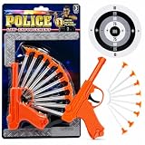 The Dreidel Company Detective Set, 10 Suction Cup Bullets with A Plastic Pistol, 11 Piece Single Set - Orange