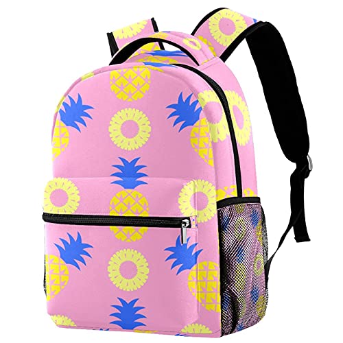 Sac à dos de voyage rose aux motifs fruits pop avec porte-bouteille pour filles et garçons