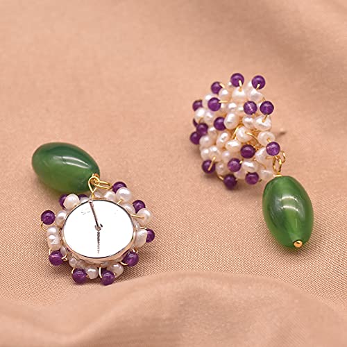 SALAN Orecchini di Perle Naturali per Le Donne Orecchini A Bottone A Forma di Fiore in Argento Sterling 925 Raffinati Gioielli da Donna