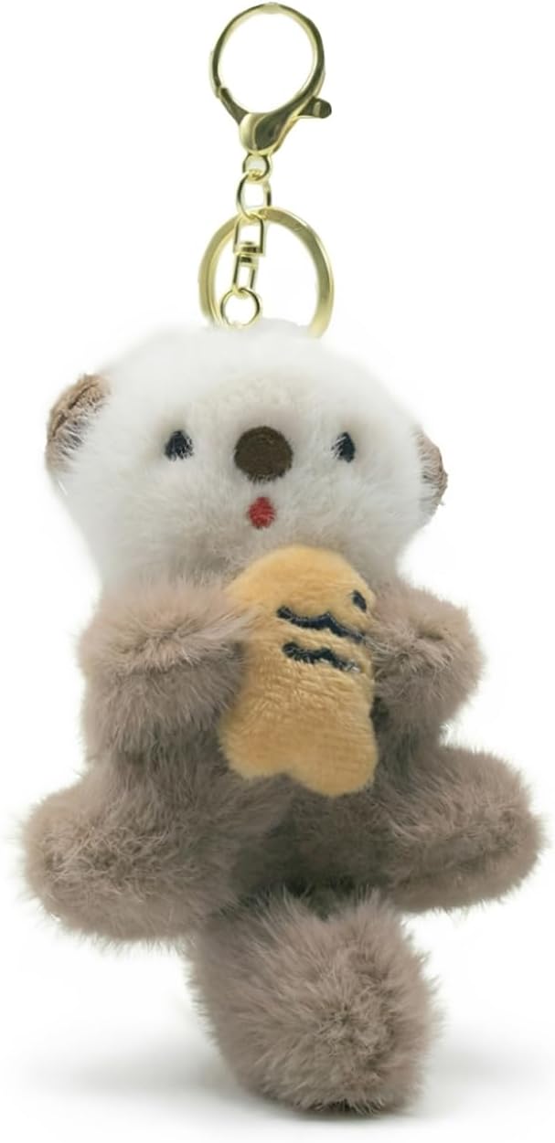 Cute Otter Plush Keychain - Stuffed Animal Charm for Women Teens & Animal Lovers | Decorative Accessory for Handbags Purses Backpacks & Car Keys | Kawaii Birthday Gift