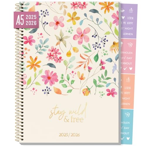 Häfft® College-Timer A5 2025/2026, Schülerplaner mit Sprüchen und Stickern Flower Power Schulplaner Hausaufgabenheft - nachhaltig & klimafreundlich Häfft® College-Timer A5 2025/2026, Schülerplaner mit Sprüchen und Stickern Flower Power Schulplaner Hausaufgabenheft - nachhaltig & klimafreundlich