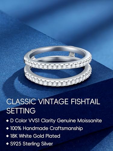 KSTYLE Moissanite Ring Enhancer Wedding Bands for Women Ring Guard for Engagement Rings, D Color VVS1 Lab Grown Moissanite Rings 925 Sterling Silver Wedding Ring Protector(V-Shape)4