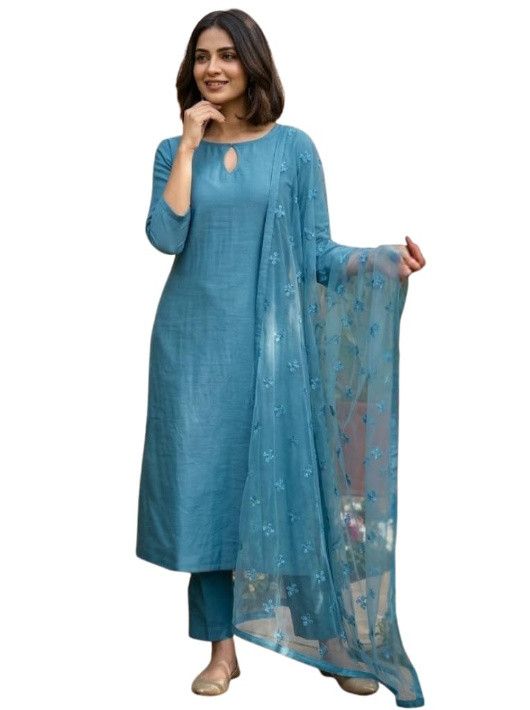lurkin Women’s Chinon Embroidered A-Line Kurta Set with Dupatta | Ethnic Kurta Pant Set for Women | Festive & Casual Wear | Traditional Ethnic Outfit-picture-50