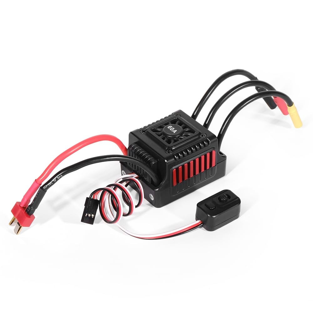 Joselin WSDT-60A RC Sensorless Brushless Waterproof 60A ESC Adecuado para 1/10 RC, Compatible con Varios Servos Sin Escobillas
