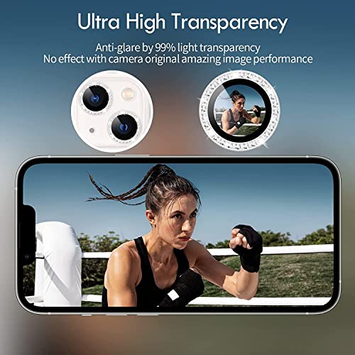 Image of inchCamera Lens Protector Ring Compatible with iPhone 13 / iPhone 13 Mini, Luxury Diamond Design Camera Lens Protection Cover, Anti-Scratch, Anti-Fingerprint, Durable Metal Ring Guard for Stylish Lens Protection inchPink