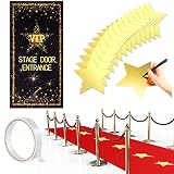 Red Carpet Party Runner VIP Stage Door Entrance Cover Party Accessory 24 Pieces 8 Inch Gold Star Pap