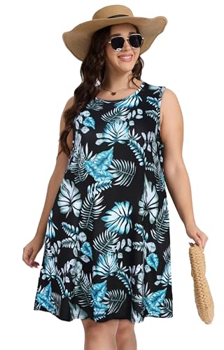 Image of elescat Plus Size Summer Dresses for Women Sleeveless Pockets Beach Tshirt Tank Sundress 2026