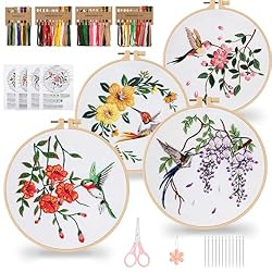 Dremislnd 4 Sets Embroidery Kit for Beginners