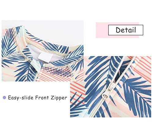 Image of Girls Rash Guard Long Sleeve One Piece Swimsuits Stripes Zipper Bathing Suits UPF 50+ /Sun Protection