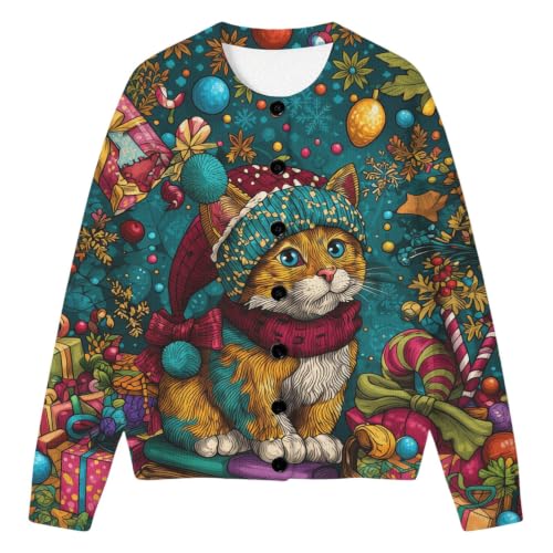Christmas Cardigan for Women Funny Xmas Sweater Button Down Coat - image 4