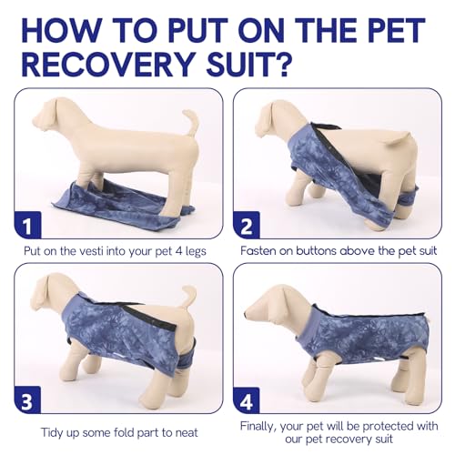 Image of SAWMONG Recovery Suit for Dogs Female Male, Cotton Breathable Dog Onesie After Surgery Spay Neuter, Professional Pet Surgical Suit, Substitute E-Collar Cone (Tie-dye Blue, XL)