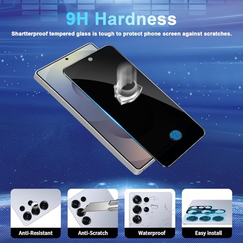 Image of [2+2 Pack] Privacy Screen Protector for Galaxy S25 Ultra 5G - 2 Tempered Film + 2 Camera Lens Glass, High Clarity, Bubble Free, Anti-Spy Protection - Scratch Resistant