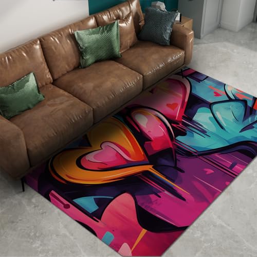 Tapis cœur antidérapant lavable pour un sol de salon sécurisé et propre