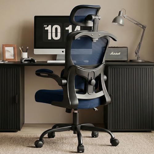 Image of AreShark Office Chair Ergonomic Desk Chairs with Adjustable Lumbar Support& Headrest Hanger, High Back Breathable Mesh Chair with Wheels, Rolling Swivel Comfy Task Computer Chair for Home Work Gaming