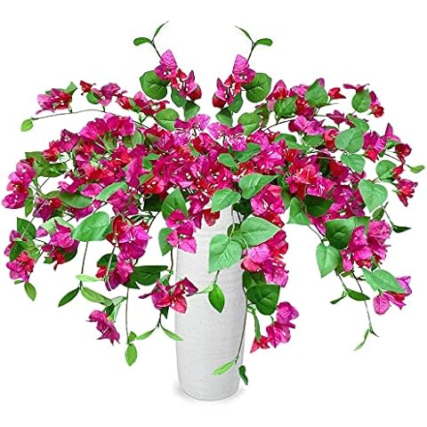 Pack of 16 Artificial Bougainvillea Silk Flower Stems Hanging Flower Vines for Wedding & Home Decoration, Flower Garland, Wreath and Garden DIY Decor - 30.5 inch (Violet Mix) Cover