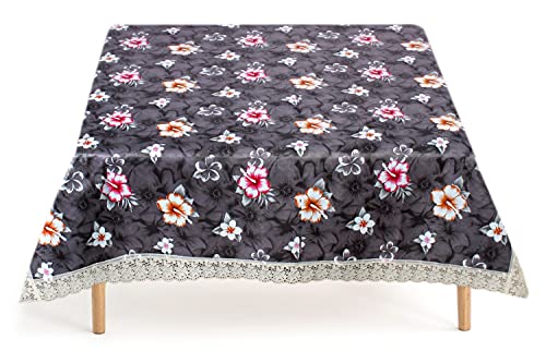 Image of The Furnishing Tree Waterproof Square Shaped 4 Seater Printed Center Table Cover Size 48x48 inches with White Border Lace