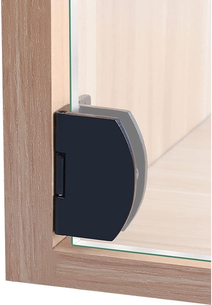 Jfgctyhxy One Color Glass Door Hinges, 90 Degree Glass Door Hinge Cabinet Display Wine Clip Black