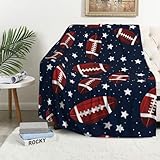 Firmiso Football Blanket for Boys - Navy Blue Cozy Bed Throw with Football Pattern, Soft Fleece Blanket for Kids, Men, and Women' Room Decor, Gifts for Fans, 60x50 inches