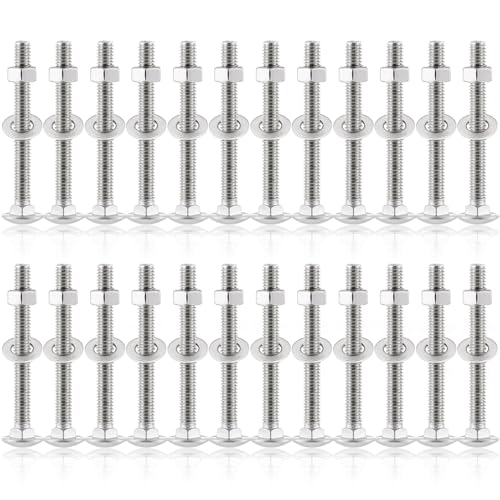 Image of Zonon 25 Sets 5 /16-18 x 2-1 /2 inchStainless Steel Carriage Bolts and Nuts Kit Round Head Square Neck Carriage Bolts Screws and Hex Nuts and Flat Washers, Stainless 18-8 Full Thread Coverage (Silver)