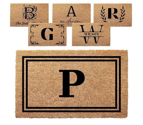 clicked craft Personalized Door Mat with Monogram - Custom Doormat with Anti-Slip Backing - 3 Size Options - Family Doormat Custom Door Mats for Front Door Front Door Mat for Outdoor Decor