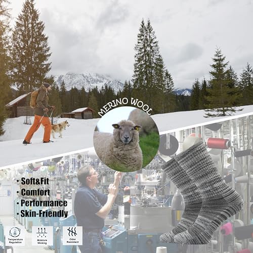 Image of Ortis Merino Wool Socks for Men Outdoor Hiking Casual Soft Cushion Crew | Extra-Fine Wool, Breathable, Comfortable, Lightweight, Moisture Wicking, Size L /XL 3 Pack, Hiker, Mountaineer, Daily Wear