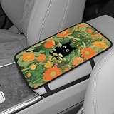 xbrtaia Center Console armrest pad Cover,armrest car seat,7.5'x12.6' Cute Printing armrest Box pad，Protect The Central armrest Box, Suitable for Most car Interior Accessories (Flower Cat)