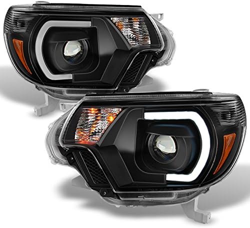 AKKON - For [TRD PRO U-Bar] [Mono-Eye] 2012 2013 2014 2015 Toyota Tacoma LED DRL Projector Black Headlights Pair