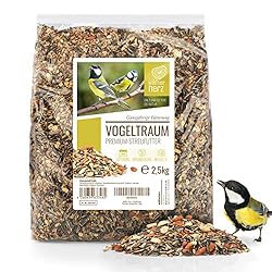 wildtier herz I Alimentación para Pájaros - 2.5kg ...: 🥜 APROPIADO Y NATURAL: El alimento para pájaros premium es una alternativa equilibrada y de alta energía a los alimentos vivos. El pienso durante todo el año está enriquecido con cereales de alta energía, semillas de girasol y cacahuetes: el sueño de...