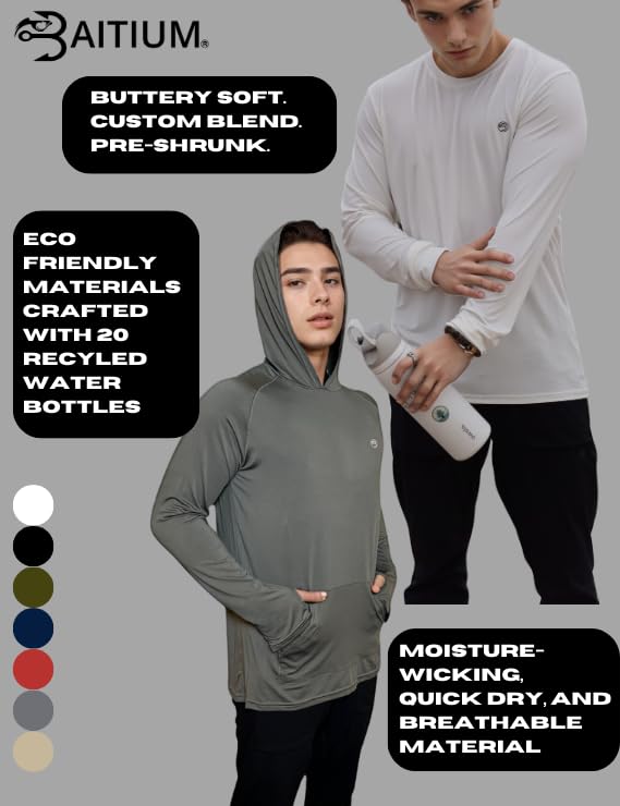 Mens Dry-Fit UPF 50+ Sun Shirt Hooded, Fishing Shirts for Men Long Sleeve, SPF Shirts for Men, Men's Rash Guard2