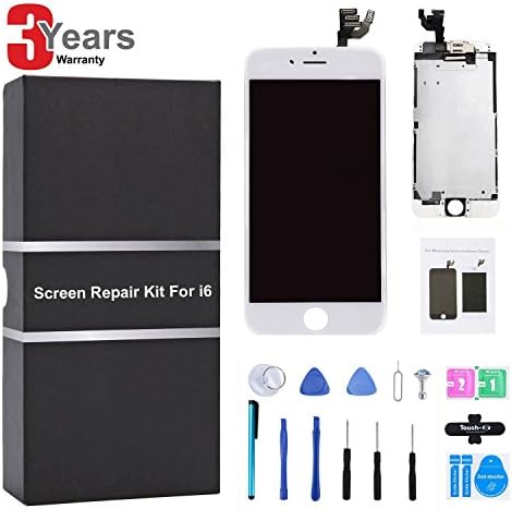 LCD Display for iPhone 6 Screen Replacement Digitizer Frame Assembly Full Set Repair Tools Kit (White)