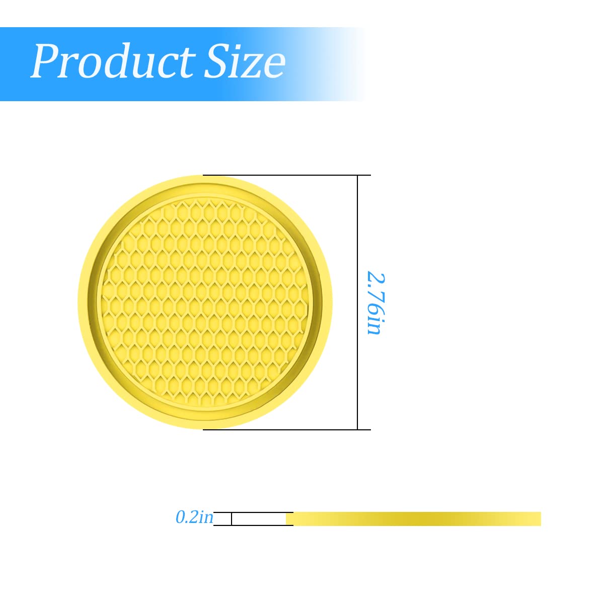 Car Cup Coaster, 4 Pack Universal Non-Slip Cup Holders Embedded in Ornaments Coaster, 2.75 Inch Durable PVC Car Coaster, Suitable for Most Car Interior Accessories (Yellow)