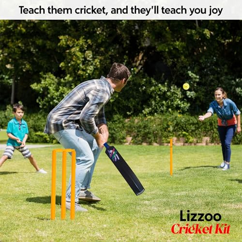Image of Cricket Kit | Cricket Kit for Kids | Cricket Set | Bat Kit | Toy for Boys & Girls | Outdoor Sports Gift (Plastic Plan Bat (Size-4) 5-10 Years)