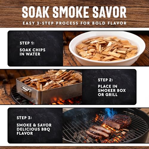 Wood Smoker Chips Bundle of 3 Flavors - Apple, Mesquite & Hickory Wood Chips by Mr. Bar-B-Q, Can be Used on Gas & Charcoal Grill, Variety of Flavors for Smokers, Grilling, BBQ, Camping(3 x 1.8 Lb Bag)