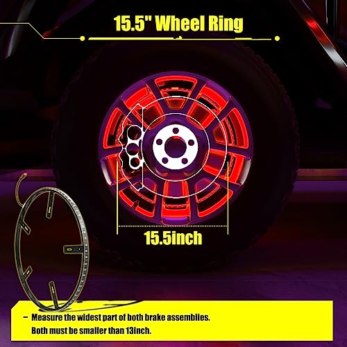 SUNPIE Wheel Lights RGB for Trucks Universal Tire Lights Assemblies Fit for All Truck/SUV/Cars have 19’’ and 20’’ Tire Rim, Wheel Well Ring Lights w/Sequential LED Multi-Color and 4PCS Extension Wires - Image 4