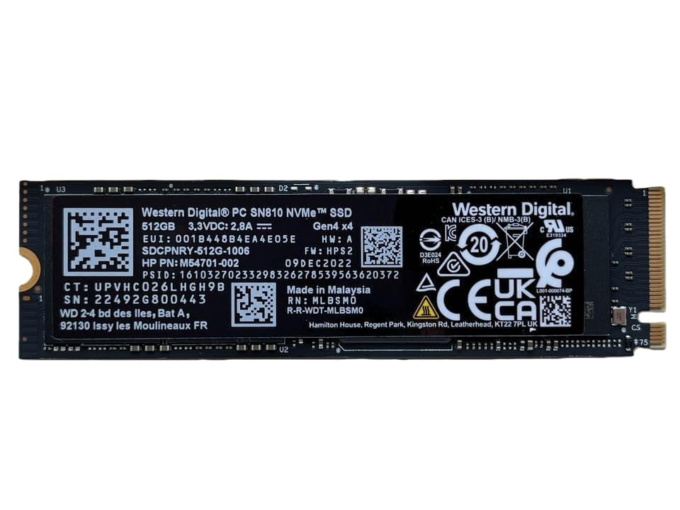内蔵型SSD Western Digital WD SN810 M.2 SSD 512GB Ssd M.2 512gb Pci-e Gen4 X4 Nvme Wdc Sn810 Western Digital