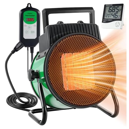 Enhon Greenhouse Heater with Digital Thermostat, 1500W Quick Heating Portable Electric for Seed Germination, Indoor Outdoor Garage, Suitable for 120 Square Feet