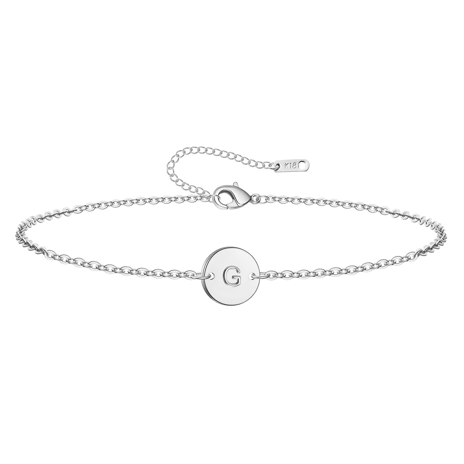 Personalized Initial Bracelet for Women Stainless Steel Letters Bracelet Delicate Coin Dainty Disc Alphabet Charm Bracelet Monogram Name Bracelet