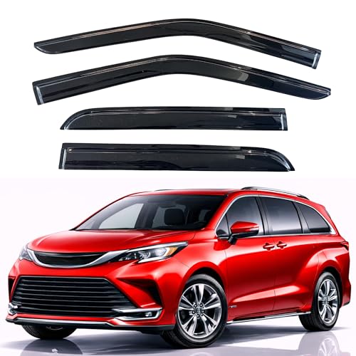 Image of KPY Rain Guards Fit for 2021-2026 Toyota Sienna, Out-Channel Window Visors Vent Wind Deflectors 4PC, Car Accessories for 21-26 Sienna