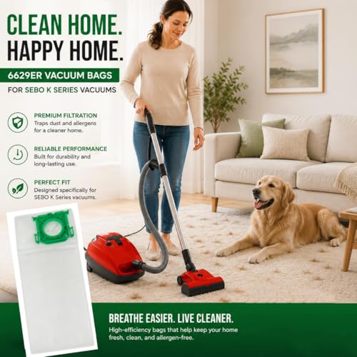 Image of 8-Pack 6629ER Vacuum Bags for SEBO Airbelt K Series Vacuums, 4-Layer Ultra Filterbox with Caps #6629ER Vacuum Cleaner Bags 8PCS