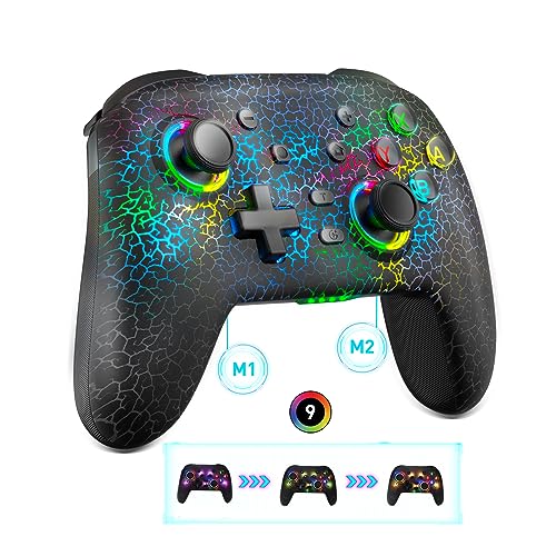 Game Controller Gamepad for Tesla/PC/PS3/PS4/Switch/iPad/iPhone/Android: Supports Wireless Connection, Cloud Gaming, Streaming on PS5/Xbox/PC Console, Gaming Joystick with Back Button/Turbo/RGB, COD