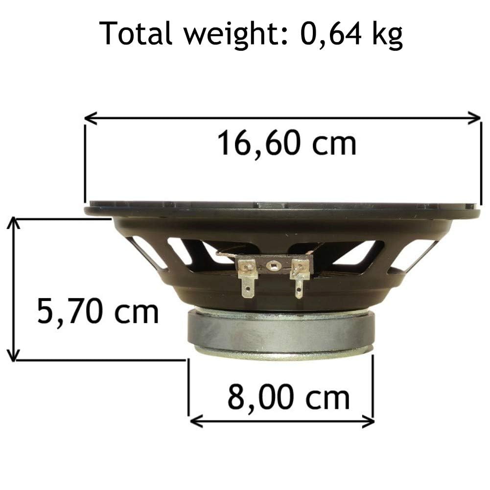 2 GŁOŚNIKI PHONOCAR BASIC 66026 koncentryczny 2-drożny 16,50 cm 165 mm 6,5" średnica 30 W rms i 60 W maks. 4 omy 90 db spl auto, parami